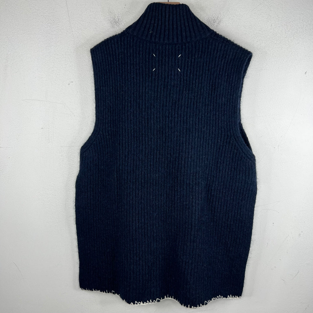 Margiela Navy Turtleneck Knit Sweater Vest