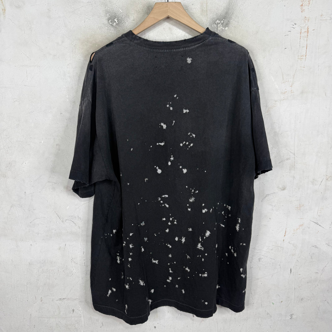 Satoshi Nakamoto Black Distressed Bleach Logo T-Shirt