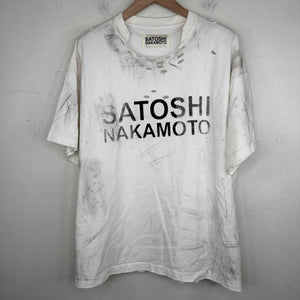 Satoshi Nakamoto Distressed White Logo T-Shirt