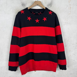 Givenchy Star Collared Striped Crewneck