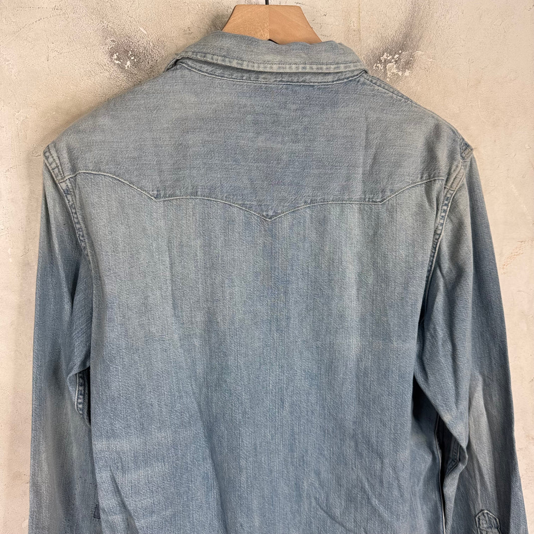 Ralph Lauren Lightwash Distressed Western Denim Shirt