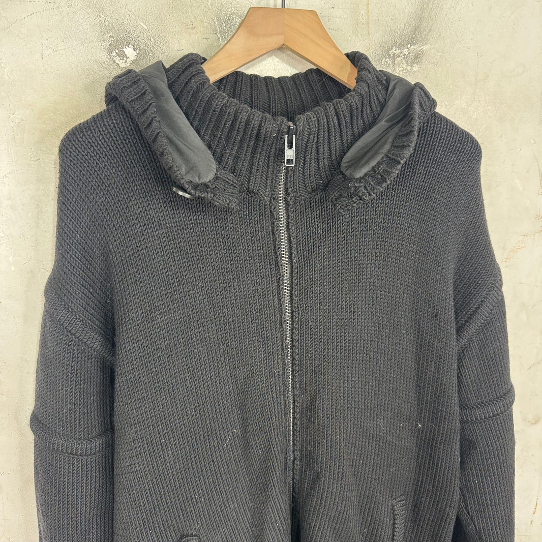 Helmut Lang Hooded Zip Up Knit Jacket