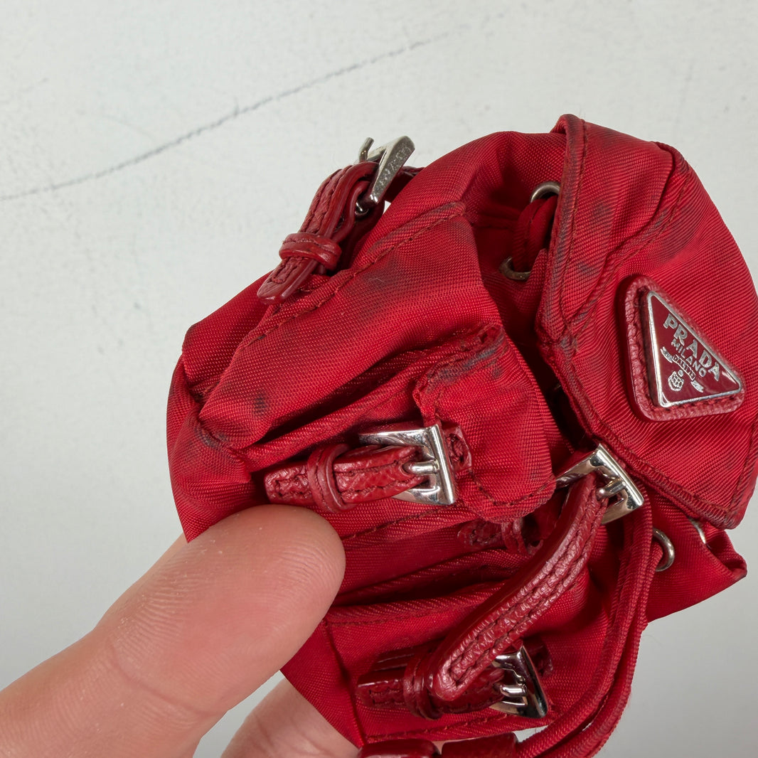 Prada Smoked Red Backpack Keychain