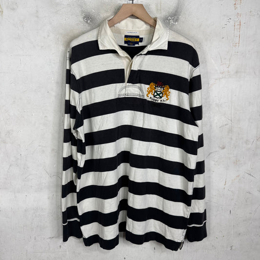 Ralph Lauren Rugby Black Striped Lion Crest L/S Polo