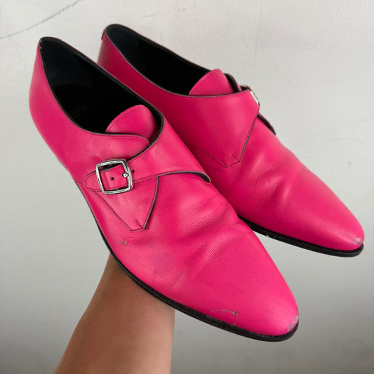 Celine Pink Pointed Buckle Derbys
