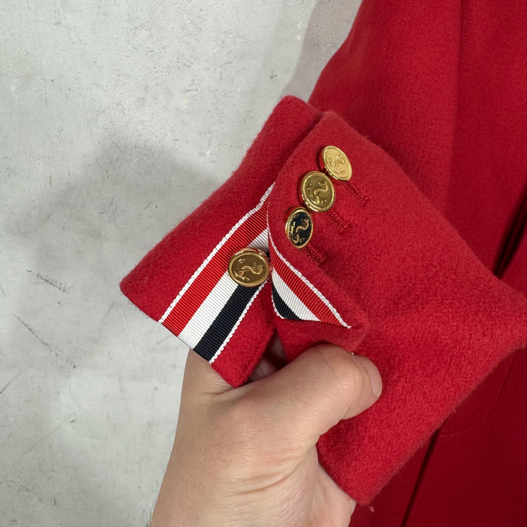 Thom Browne Red Wool Trench Coat
