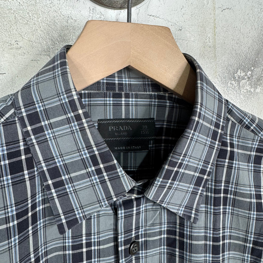 Prada Checkered Plaid Dress Shirt