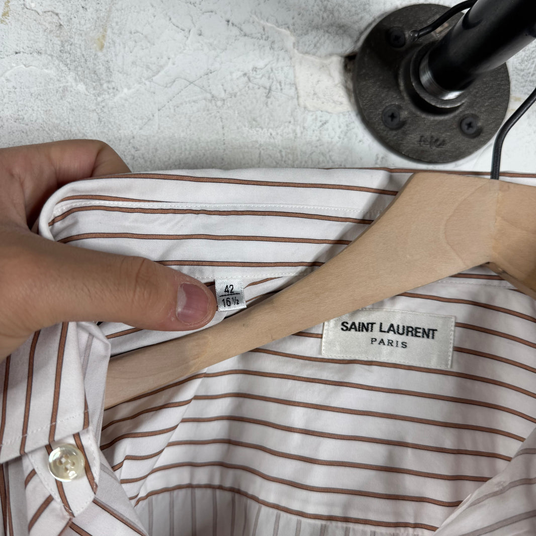Saint Laurent Striped Pocketed Logo Shirt