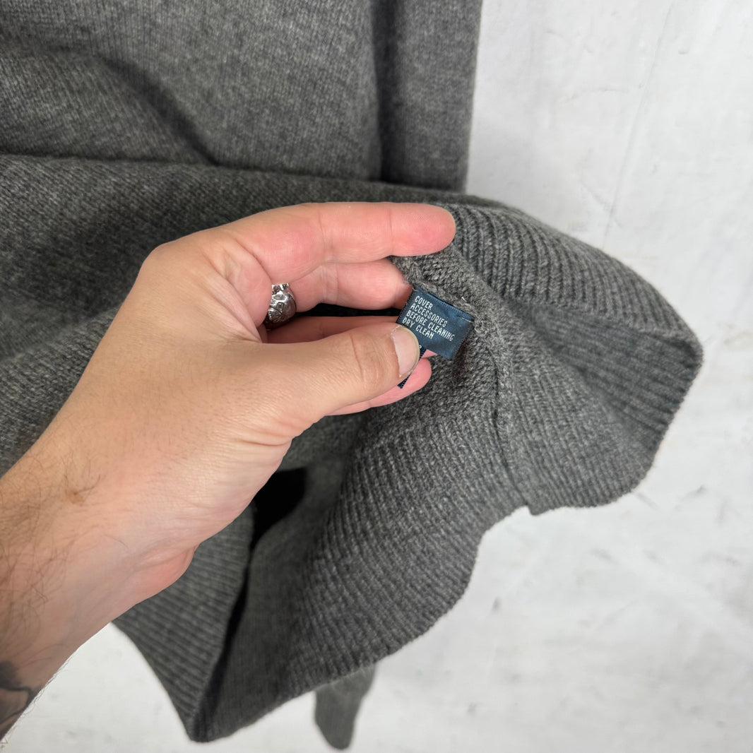 Ralph Lauren Wool Grey Asymmetrical Zip Sweater