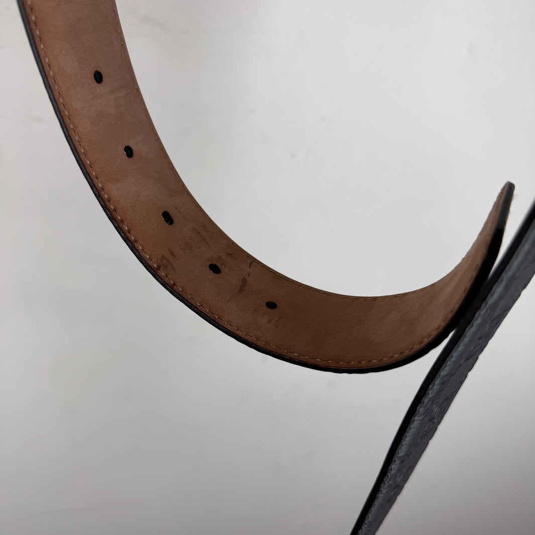 Gucci Gray Leather Monogram Belt