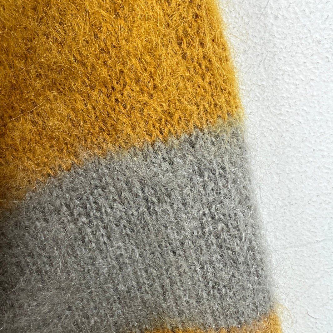 Undercover Yelloiw Mohair/Wool Blend Striped Sweater