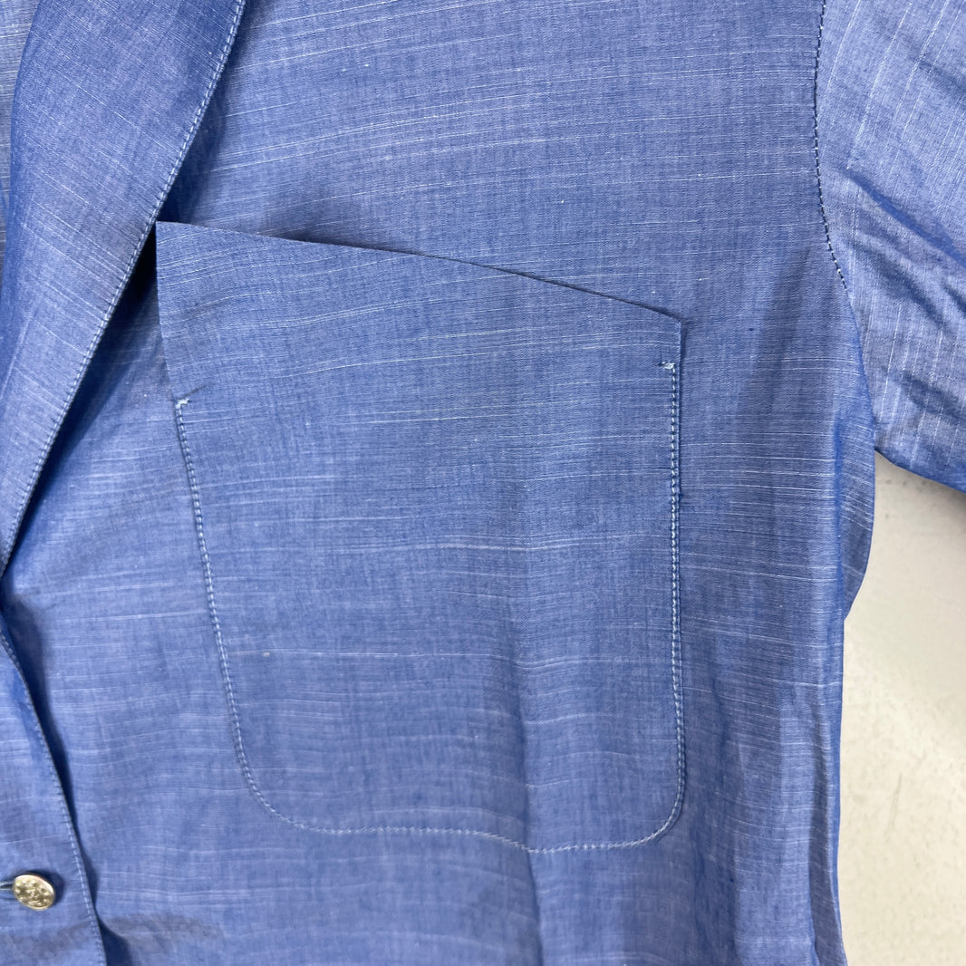 Chanel Blue Button Up Thin Blazer Jacket