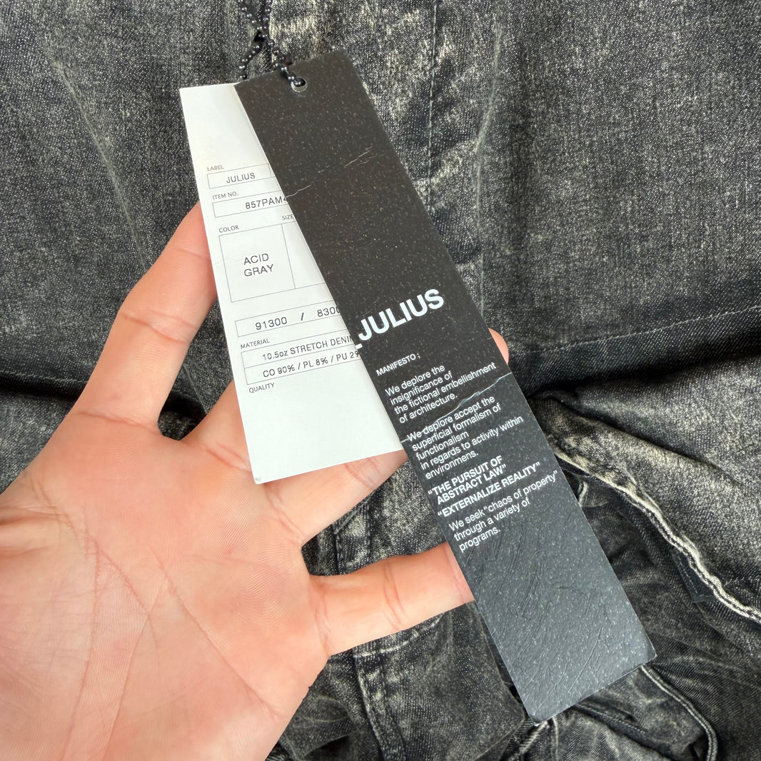Julius Acid Black Helioz Open Knee Cargo Jeans