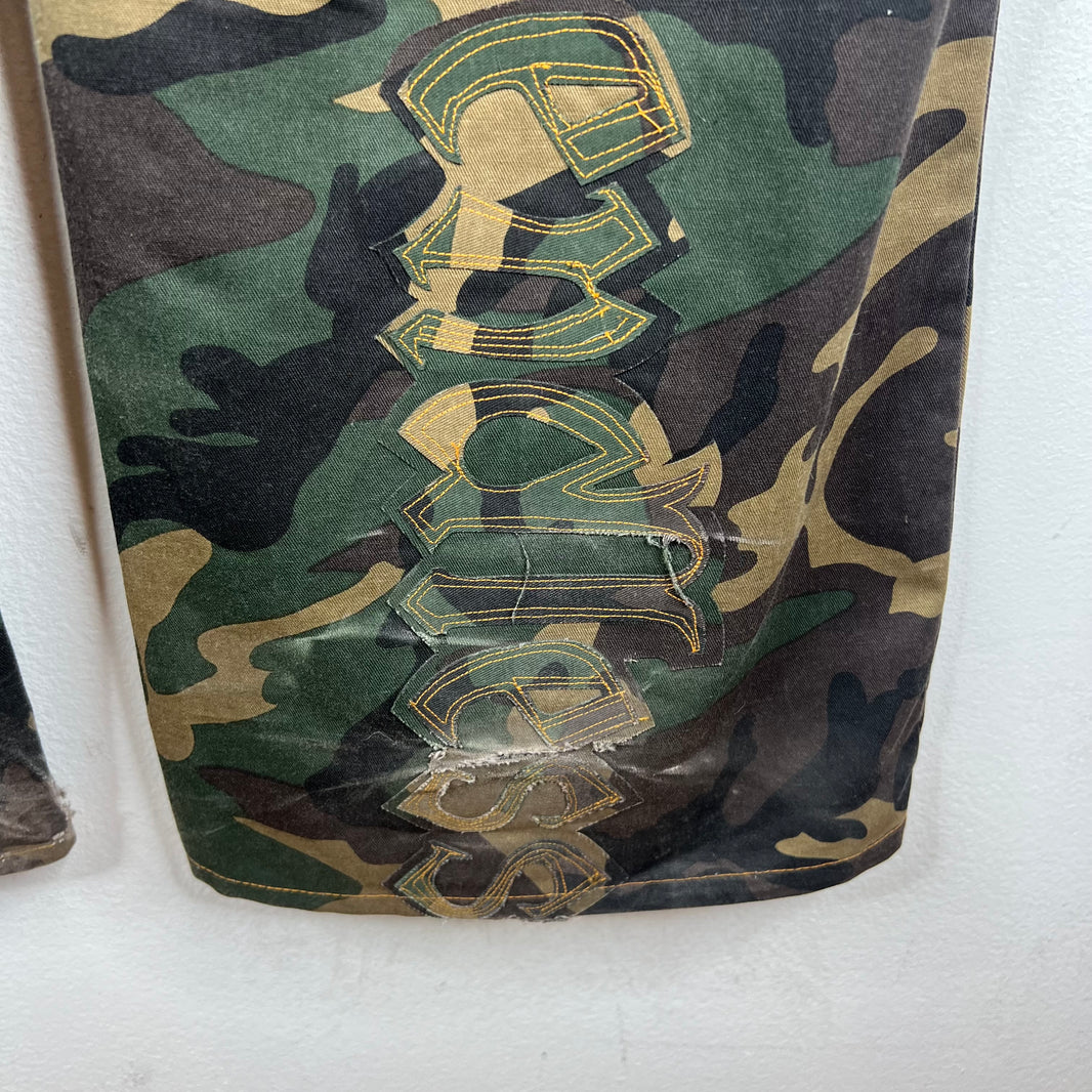 Endless Denim Camo Spellout Trousers
