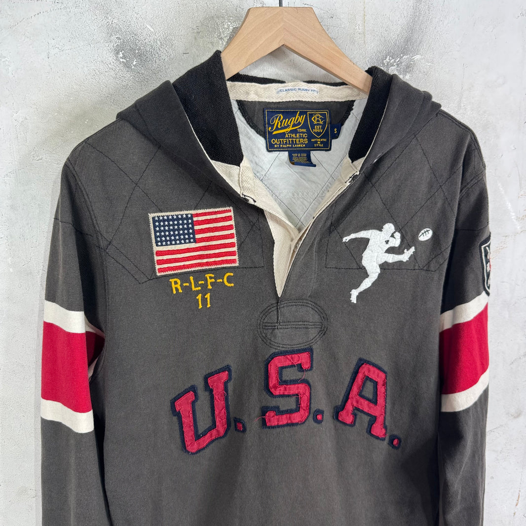 Ralph Lauren Faded USA Hooded Rugby Polo