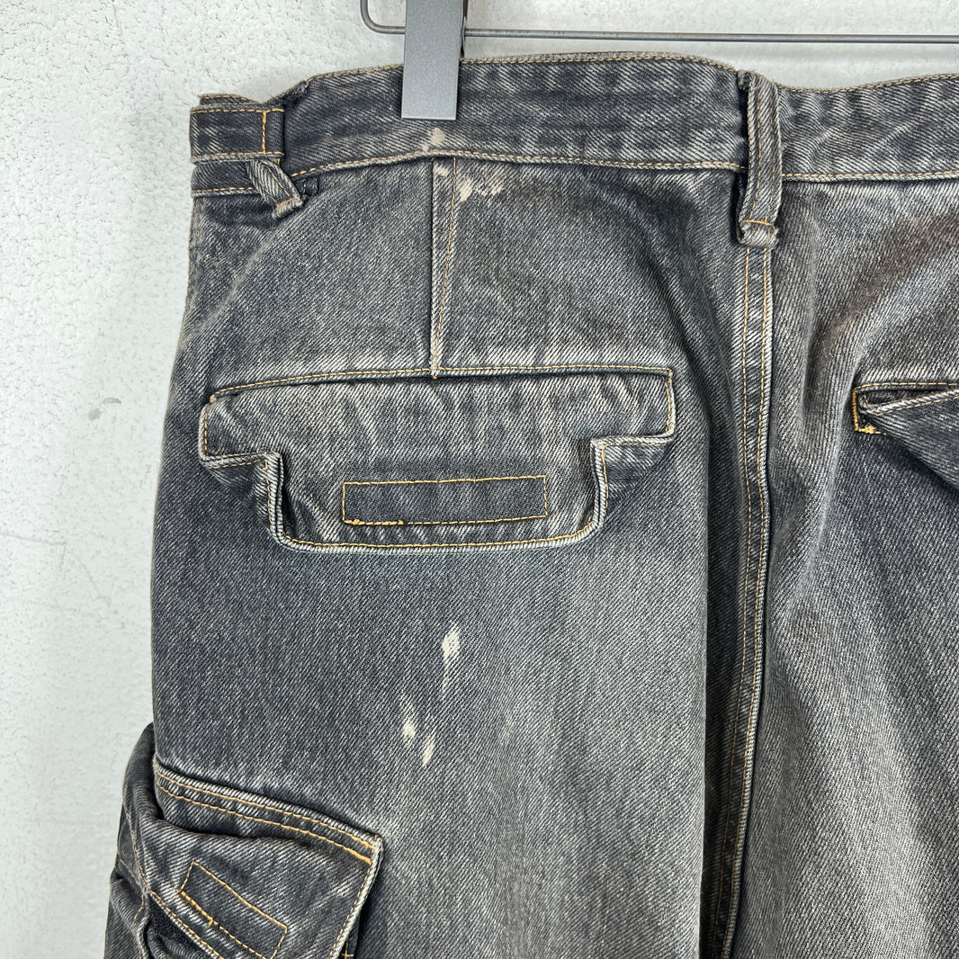 Balenciaga Washed Denim Convertible Cargo Pants