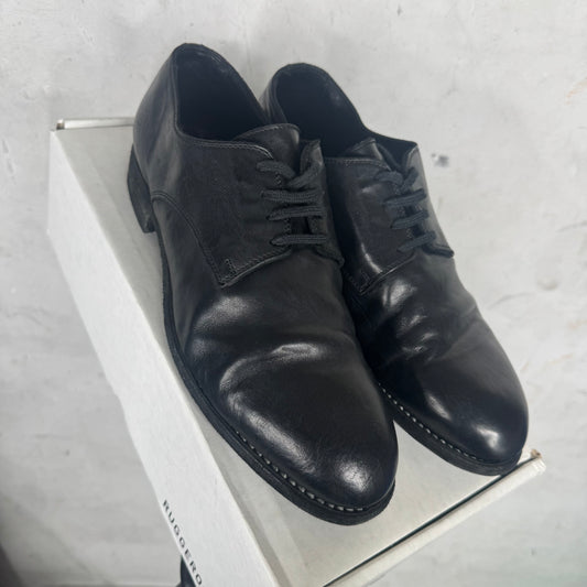 Guidi Black Leather Laced Derbies