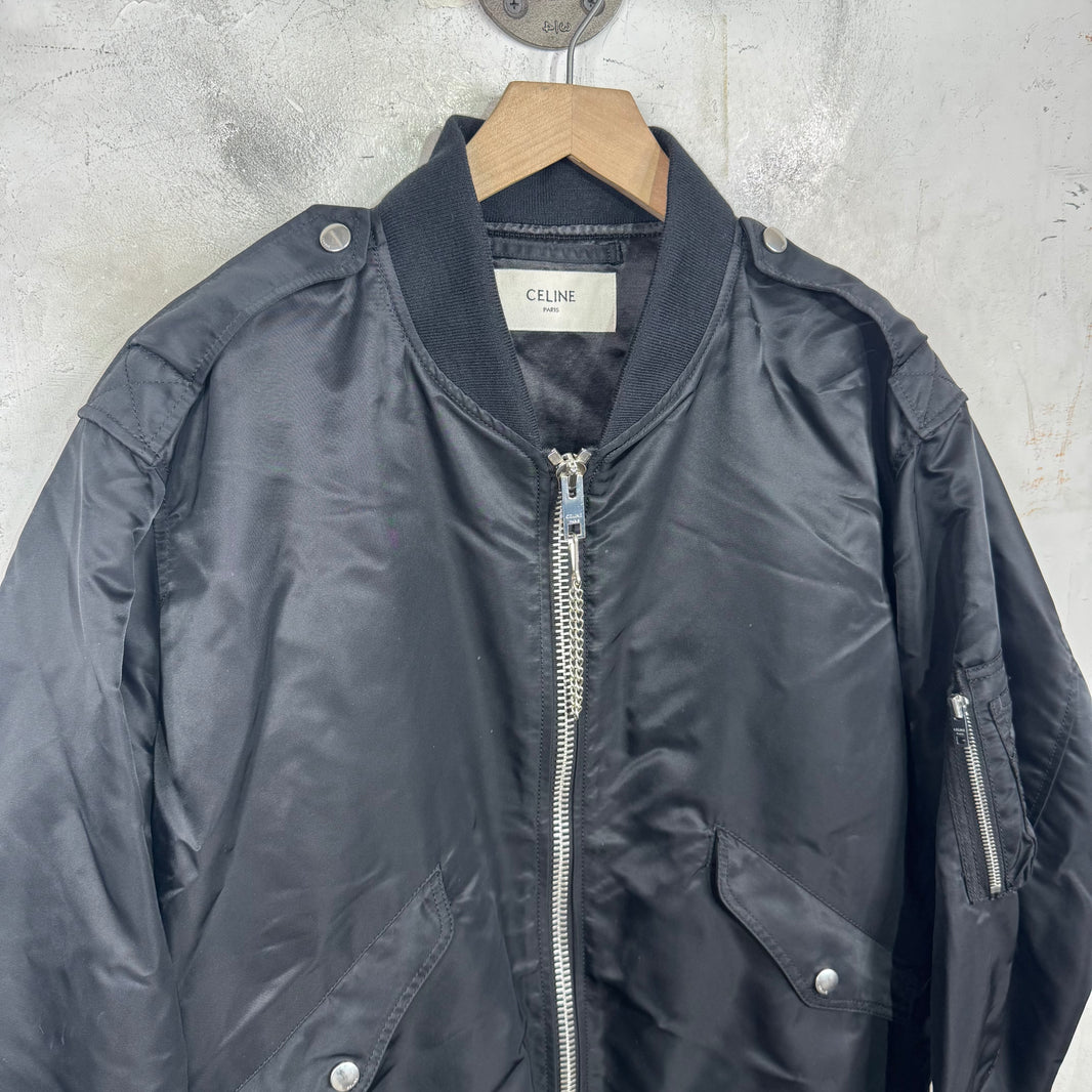 Celine Epaulette Bomber Nylon Jacket