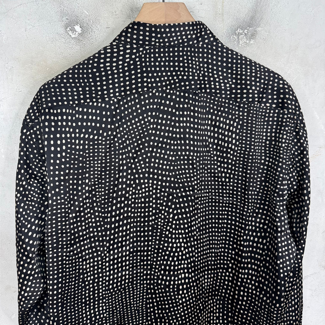 Saint Laurent Black Dotted Silk L/S Shirt