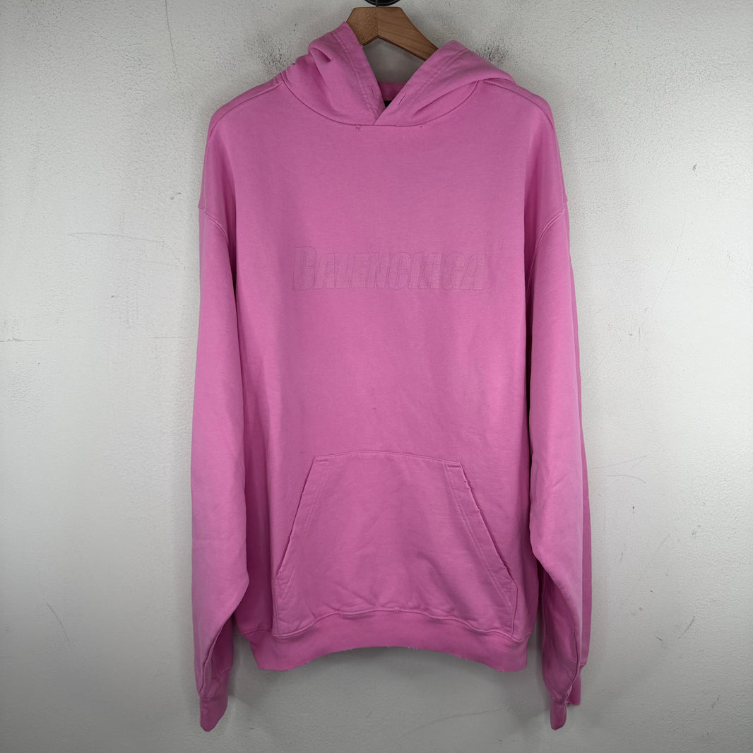Balenciaga Pink Tonal Cracked Logo Hoodie