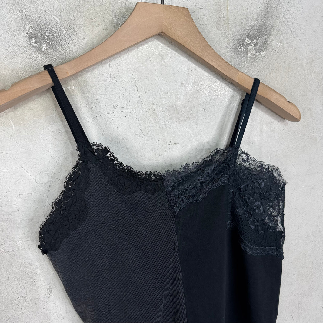 Balenciaga Split Reconstructed Lace Trim Top