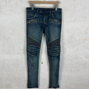 Balmain Medium Wash Biker Jeans