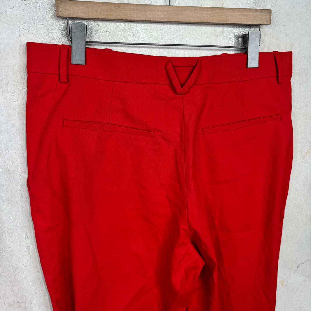 Bottega Veneta Gabardine Knee Strap Pants Red