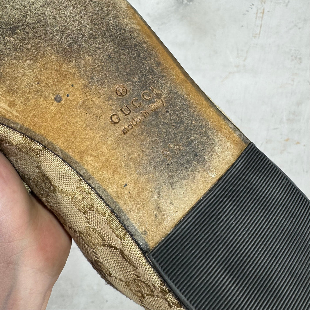 Gucci Monogram Distressed Raggazo Mules
