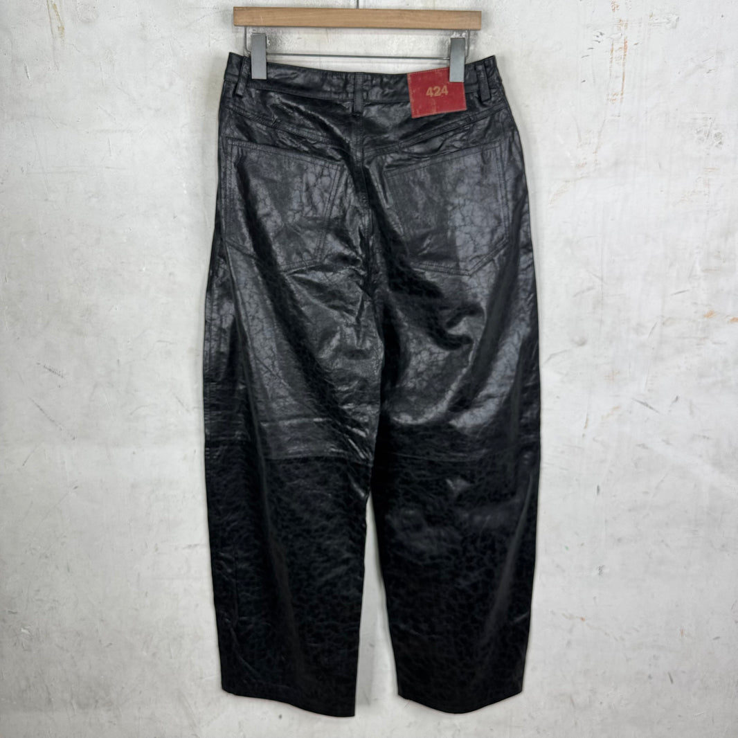 424 Paper Leather Wide Leg Pants