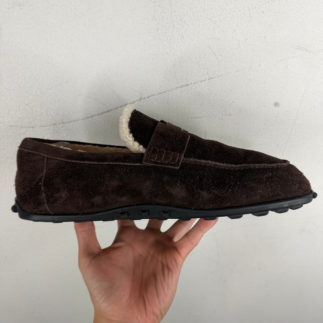 Hermes Shearling Lined Lazy Loafers
