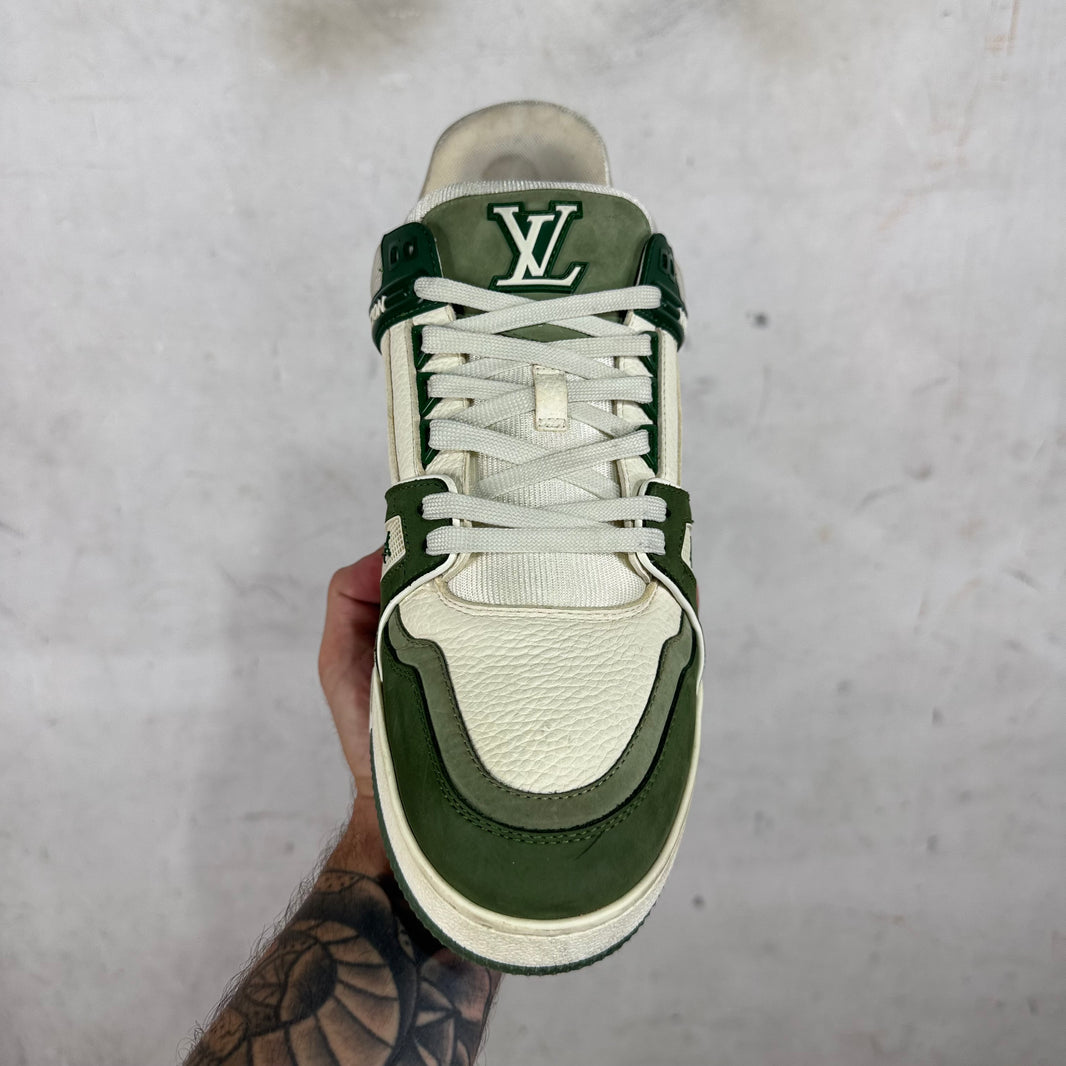 Louis Vuitton Green Leather Suede Trainers