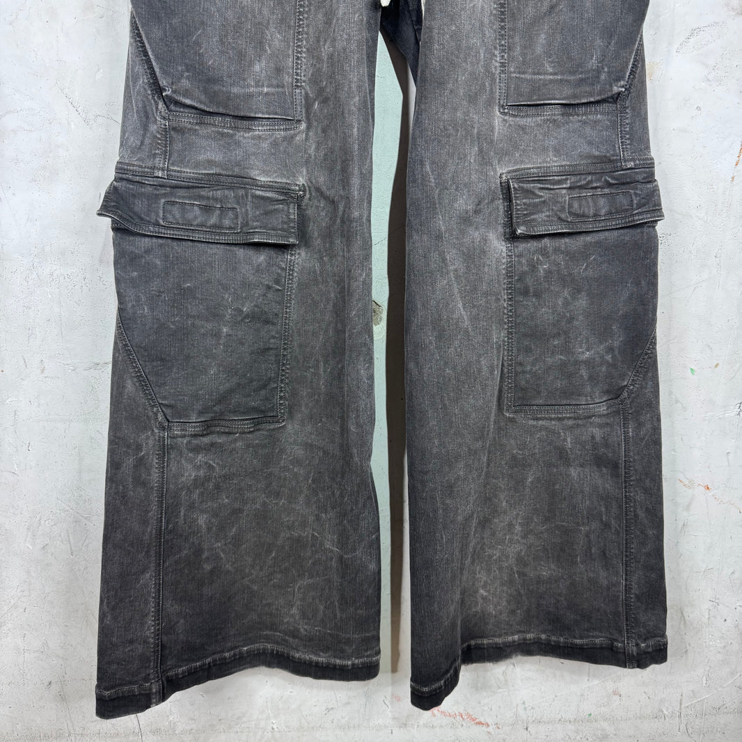 DRKSHDW Grey Washed Denim Cargo Bellas