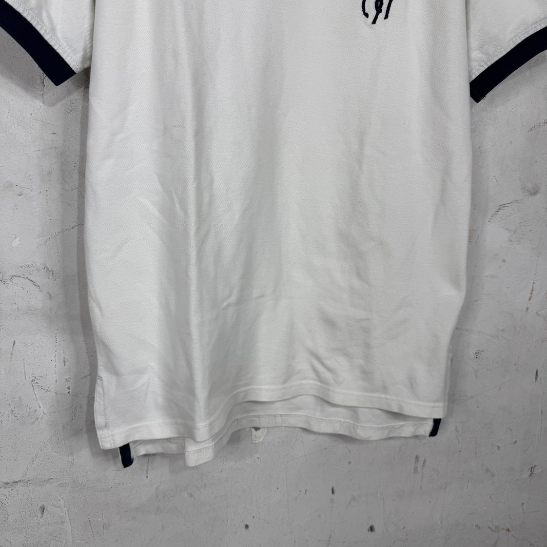 Ralph Lauren White/Navy Cuffed Big Pony Polo