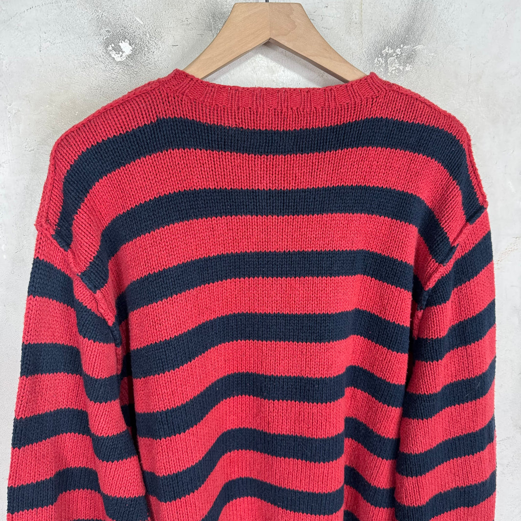 Ralph Lauren Red/Navy Cotton Hand Knit Sweater