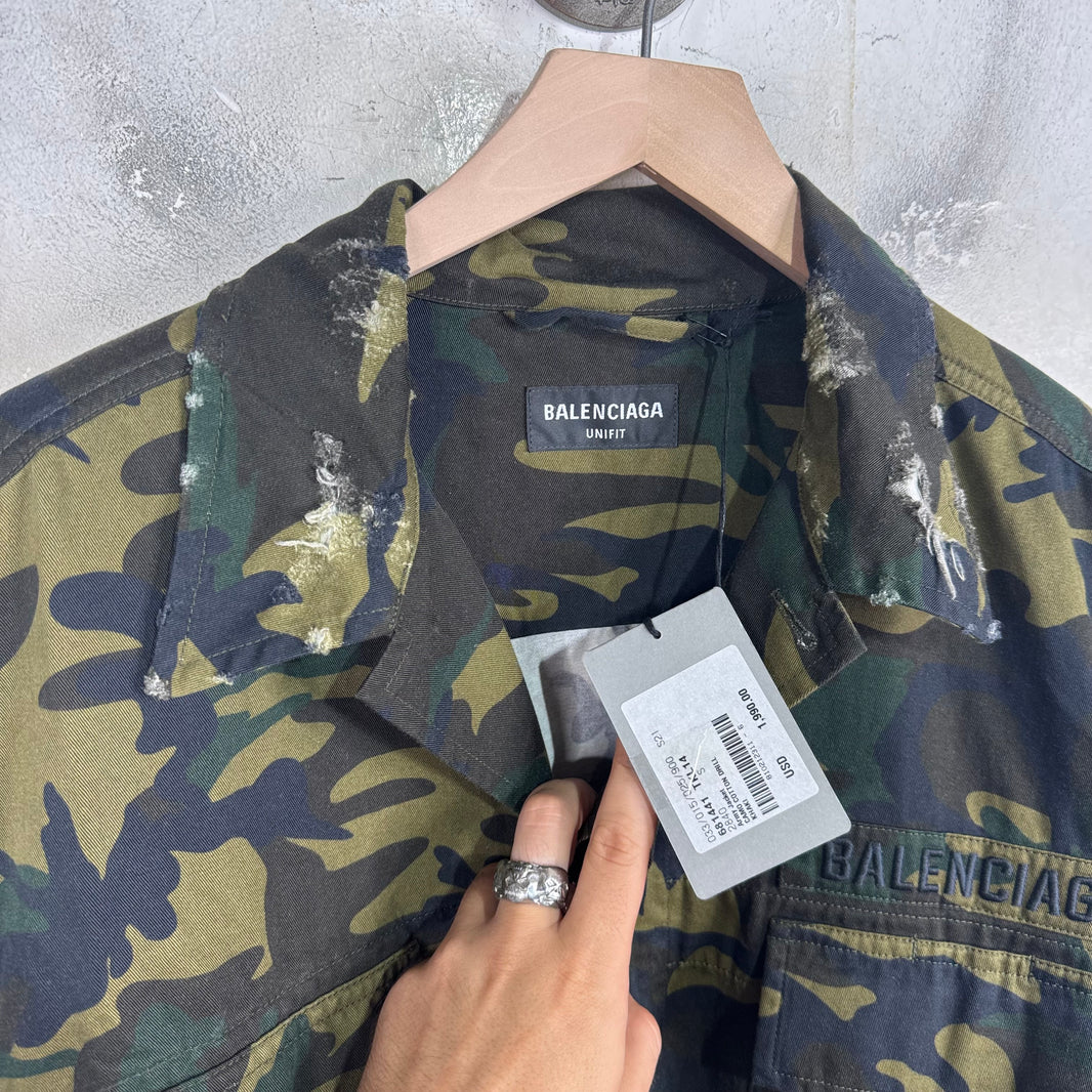 Balenciaga Camo Distressed Cargo Jacket