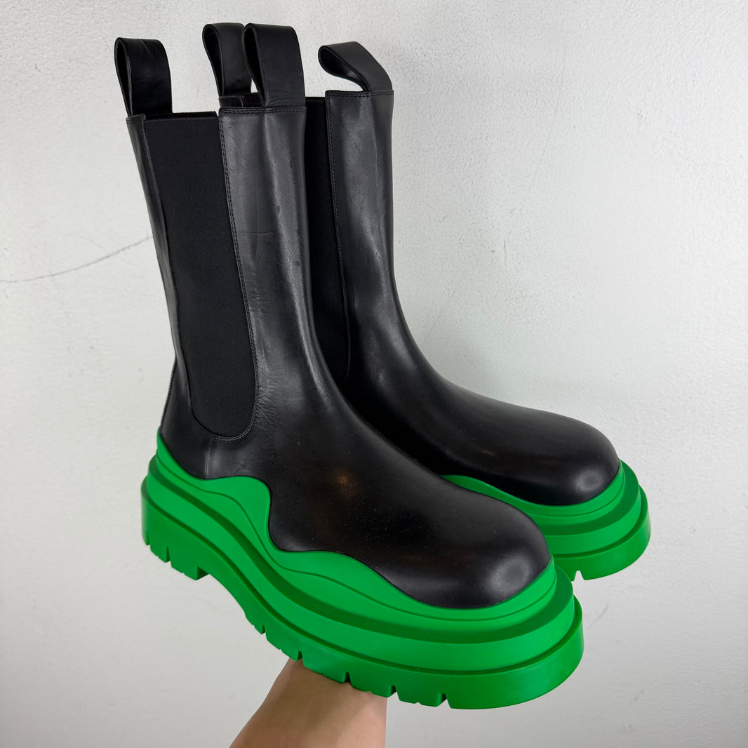 Bottega Veneta Green Tire Chelsea Lug Boots