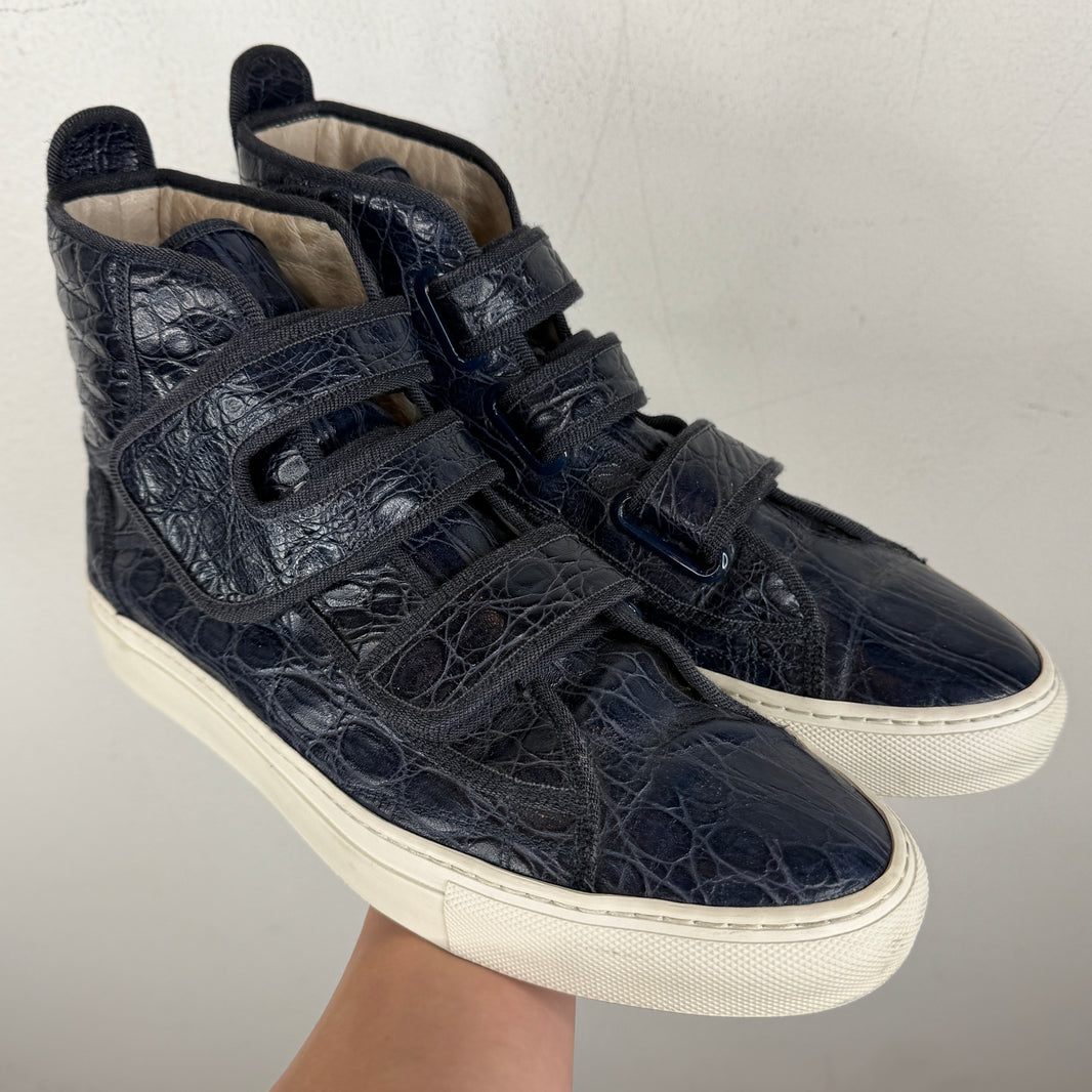 Raf Simons Navy Croc Velcro Strap Sneakers