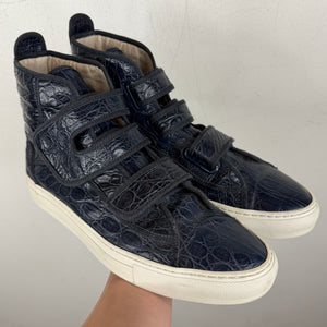 Raf Simons Navy Croc Velcro Strap Sneakers