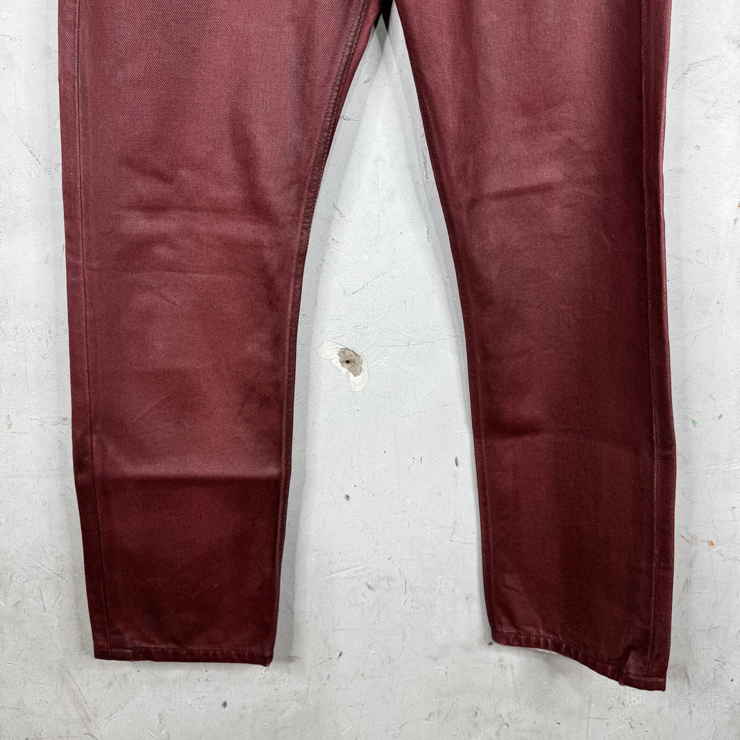 Dries Van Noten Waxed Burgundy Jeans