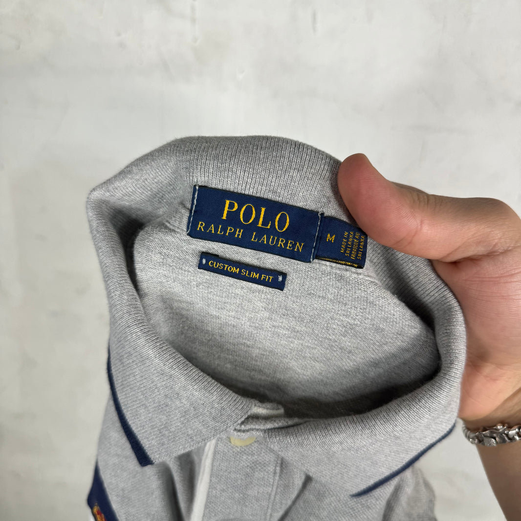 Ralph Lauren Grey Striped Crest Big Pony Polo
