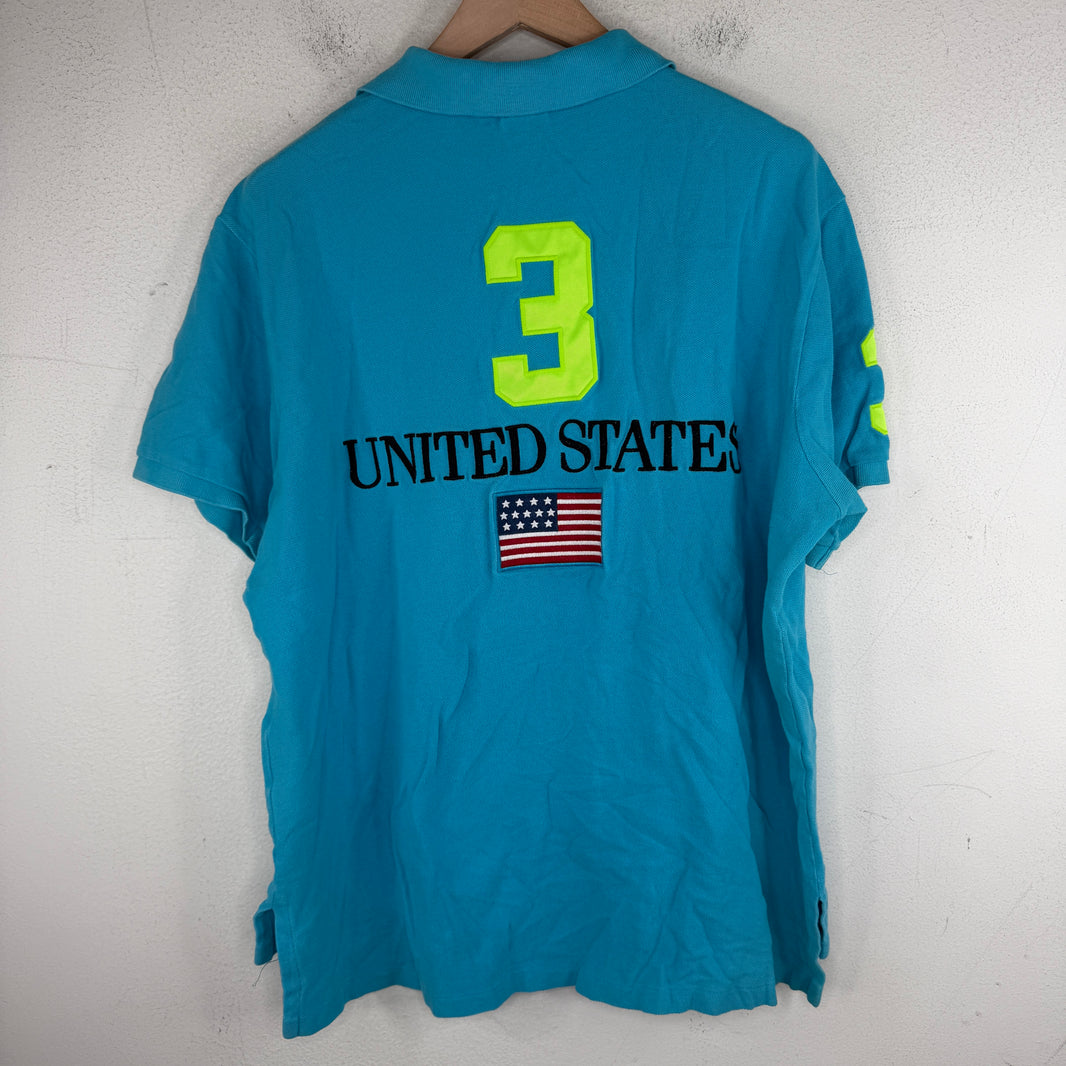 Polo Ralph Lauren Blue Neon Big Horse USA Polo T-Shirt