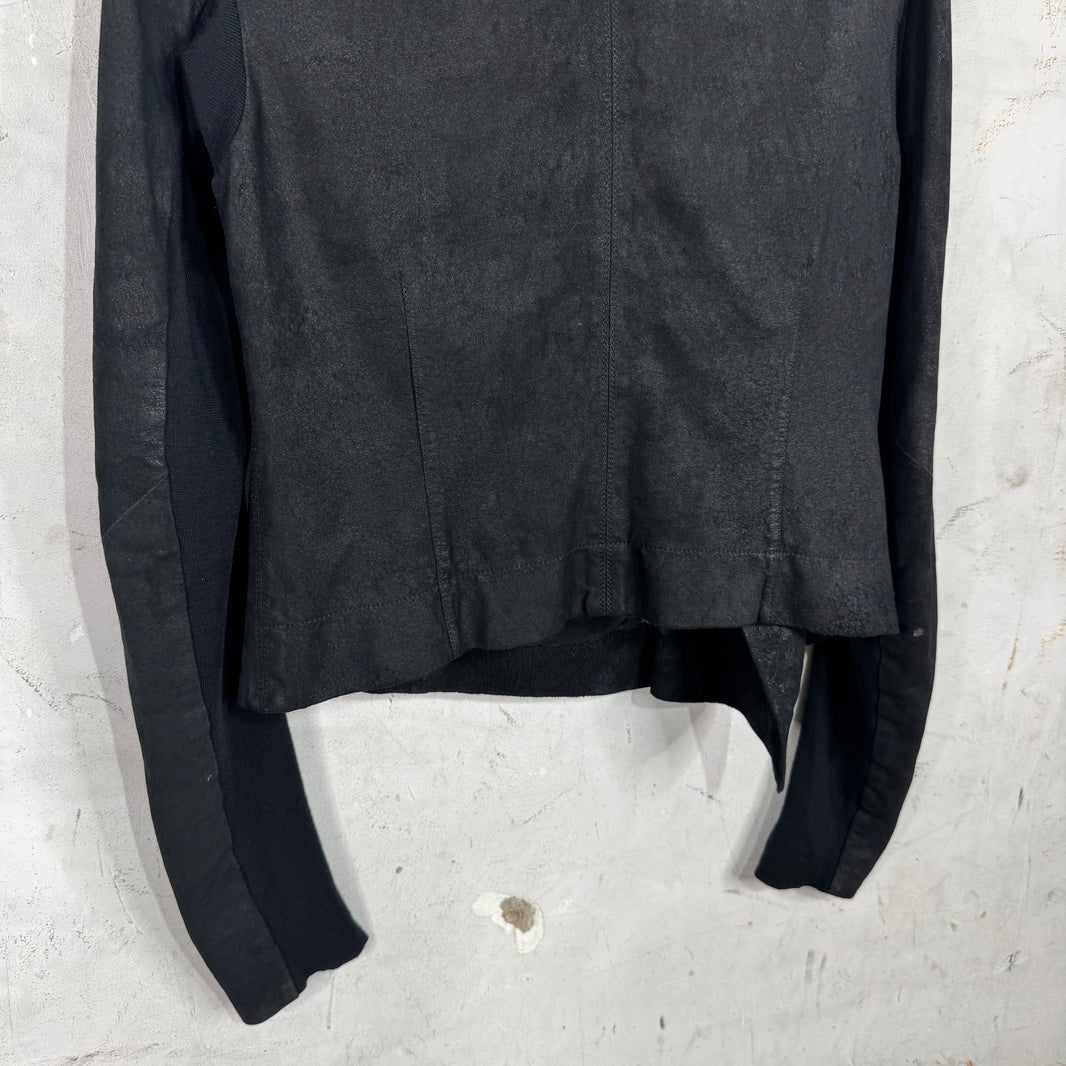 Rick Owens Asymmetrical Blistered Leather Jacket