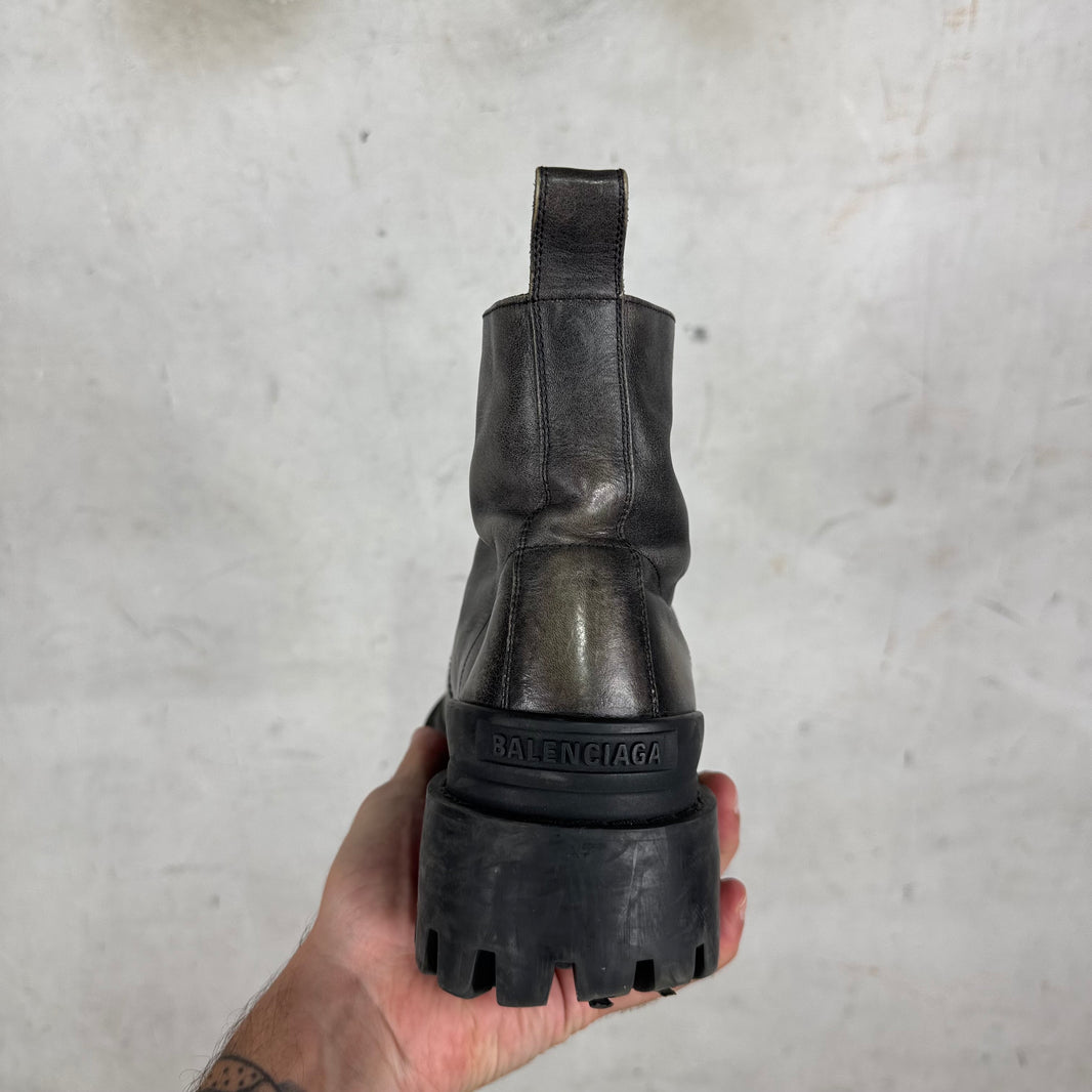 Balenciaga Distressed Leather Strike Boots