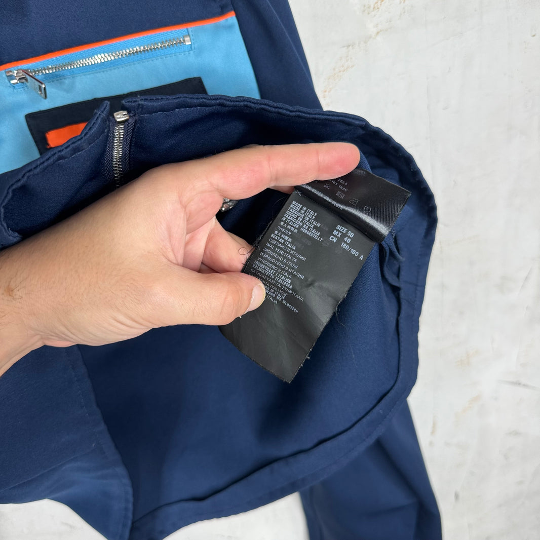 Prada Blue Colorblocked Zip Work Jacket