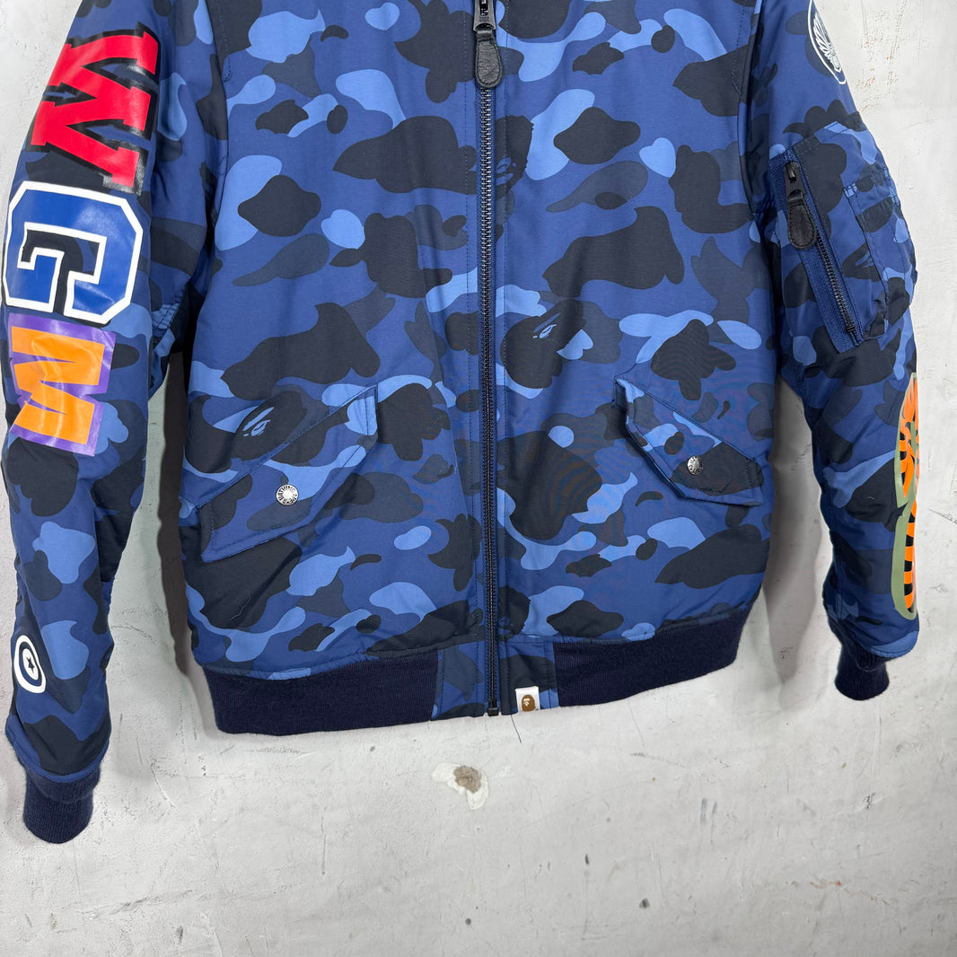 Bape Blue Camo Shark Bomber Jacket