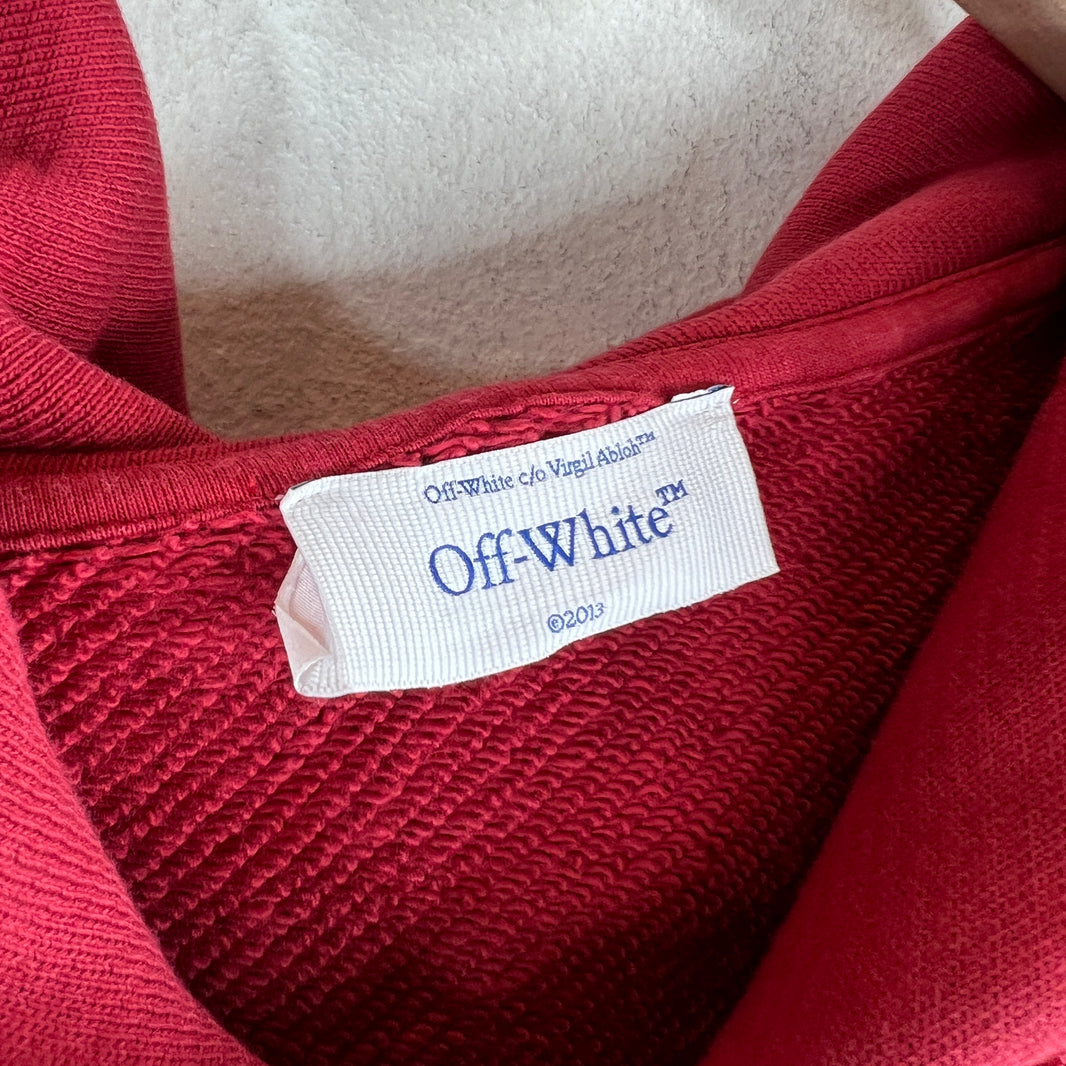 Off White Red Blur Logo Hoodie
