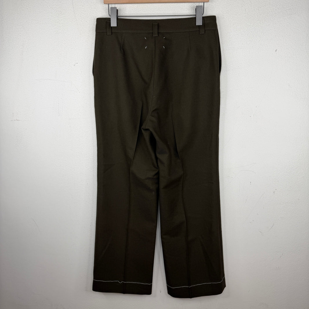 Margiela Green Wool Double Waist Trousers