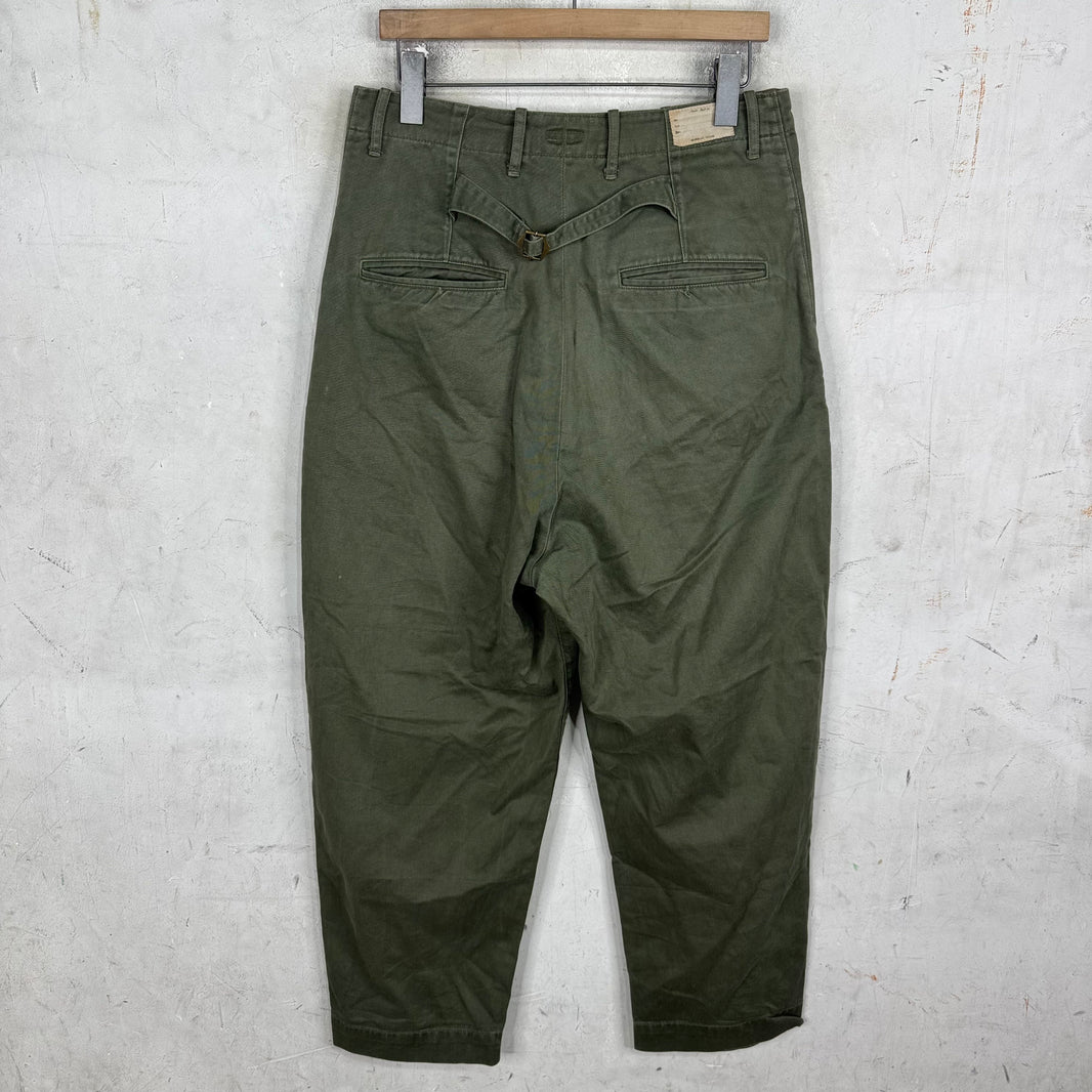 Kapital Green Buckle Back Canvas Pants