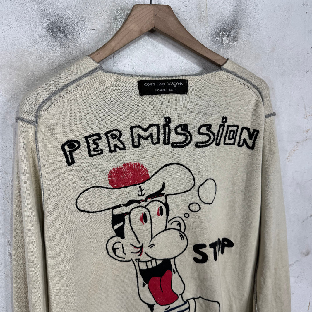 CDG HP "Permission Stop" Reversible Zip Sweater