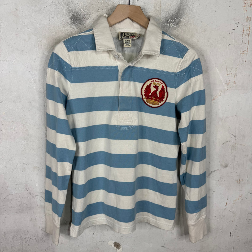 Ralph Lauren Rugby Striped Blue Crest L/S Polo